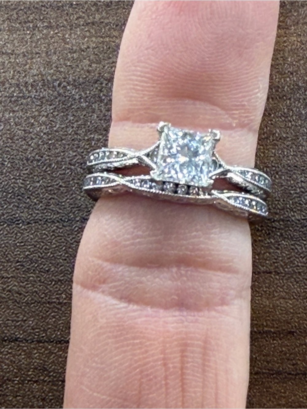 Tacori engagement, ring, and wedding band. Size 6.5